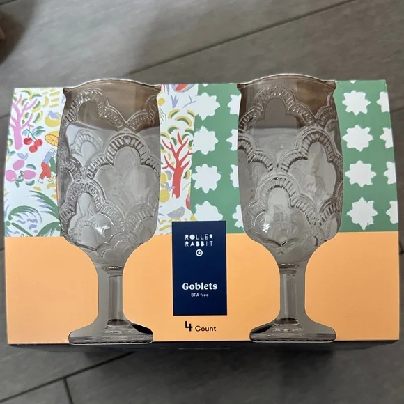 Roller Rabbit Multi-Color Patterned Goblets - Picture 2 of 3